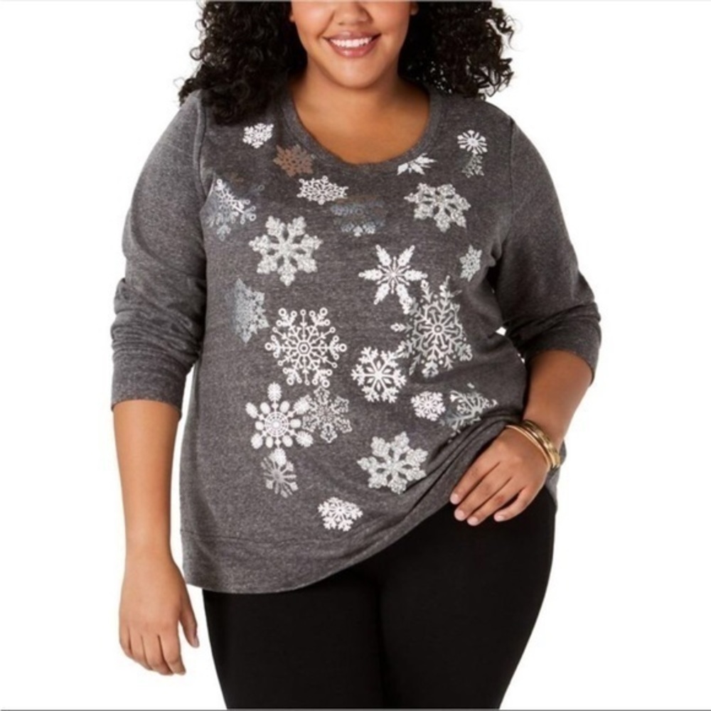 NWOT Style & Co Snowflake Graphic-Print Sweatshirt Size S and 1X Available